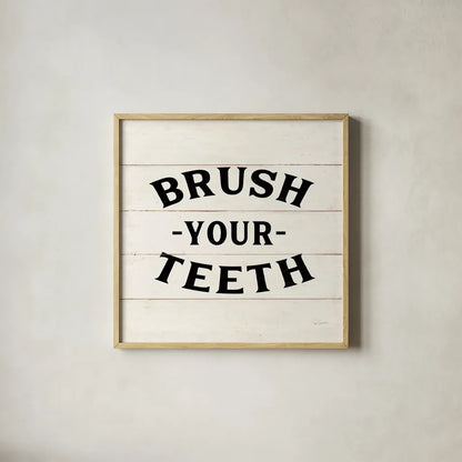 Shiplap Bath III Less Distressed by Sue Schlabach. Shown in a natural wood glass frame for a timeless modern aesthetic. Available as an archival giclee rolled canvas, fine art paper, or poster print. SKU 58511a.