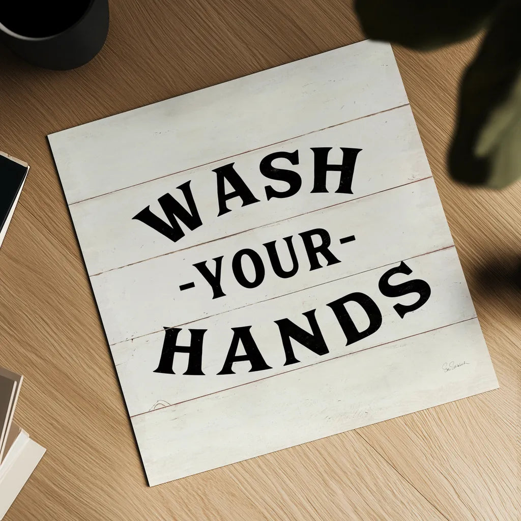 Shiplap Bath IV Less Distressed by Sue Schlabach. Shown as a detailed flat fine art print, highlighting archival giclee quality. Available as an archival giclee rolled canvas, fine art paper, or poster print. SKU 58512a.