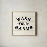 Shiplap Bath IV Less Distressed by Sue Schlabach. Shown in a natural wood glass frame for a timeless modern aesthetic. Available as an archival giclee rolled canvas, fine art paper, or poster print. SKU 58512a.