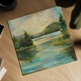 Silver Lake by Sue Schlabach. Shown as a detailed flat fine art print, highlighting archival giclee quality. Available as an archival giclee rolled canvas, fine art paper, or poster print. SKU 36117a.