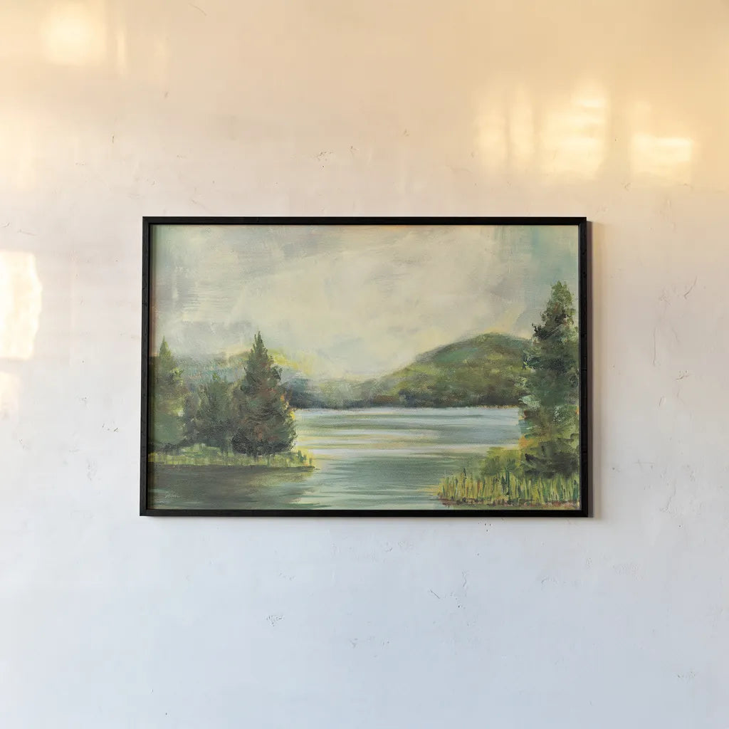 Silver Lake Light Crop by Sue Schlabach. shown as a paper print in a black flame. Available as a archival giclee rolled canvas, fine art paper, or poster print. SKU 78943i.