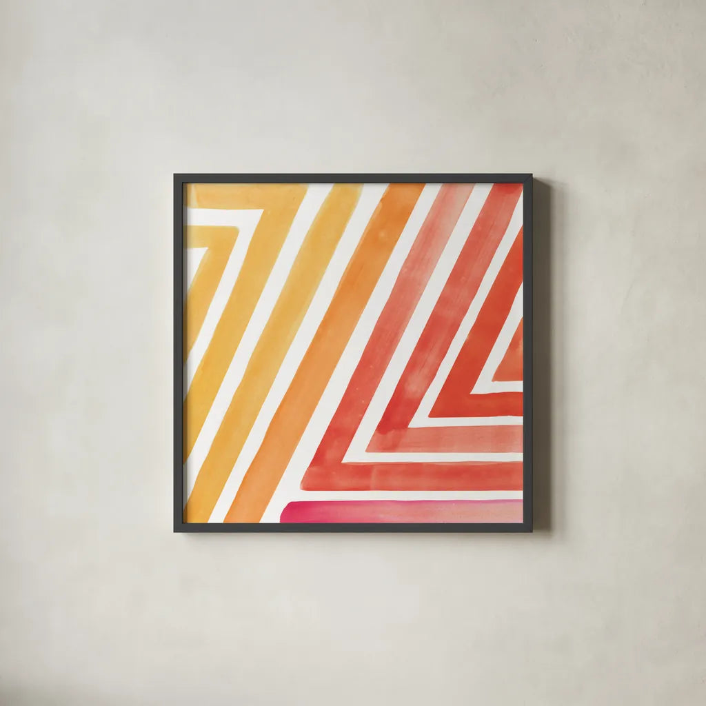 Skatepark I by Sue Schlabach. Shown in a sleek black glass frame for a contemporary gallery look. Available as an archival giclee rolled canvas, fine art paper, or poster print. SKU 65505a.