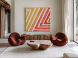 Skatepark I by Sue Schlabach. Shown as extra-large giant wall art in a modern living room. Available as an archival giclee rolled canvas, fine art paper, or poster print. SKU 65505a.