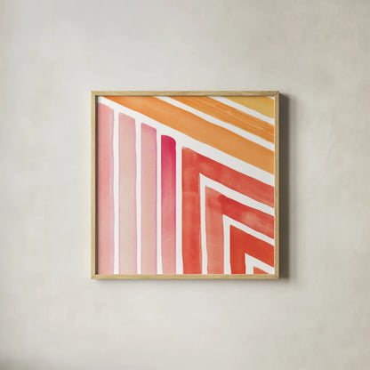 Skatepark II by Sue Schlabach. Shown in a natural wood glass frame for a timeless modern aesthetic. Available as an archival giclee rolled canvas, fine art paper, or poster print. SKU 65506a.