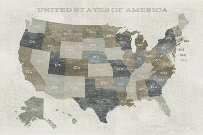 Slate US Map by Sue Schlabach. SKU 57293i. Archival Giclee Fine art print for wall decor.