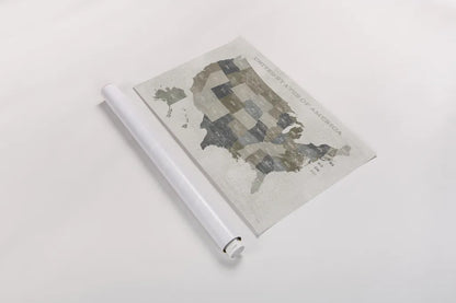 Slate US Map by Sue Schlabach. shown as a rolled paper print. Available as archival giclee rolled canvas, fine art paper, or poster print. SKU 57293i.