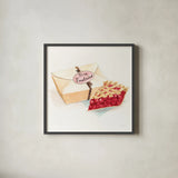 Slice of Pie by Sue Schlabach. Shown in a sleek black glass frame for a contemporary gallery look. Available as an archival giclee rolled canvas, fine art paper, or poster print. SKU 9197a.