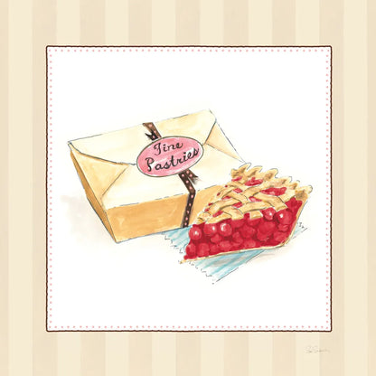 Slice of Pie on Stripes by Sue Schlabach. SKU 100845a. Archival Giclee Fine art print for wall decor.