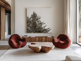 Snow on Treetops Crop by Sue Schlabach. Shown as extra-large giant wall art in a modern living room. Available as an archival giclee rolled canvas, fine art paper, or poster print. SKU 60939a.
