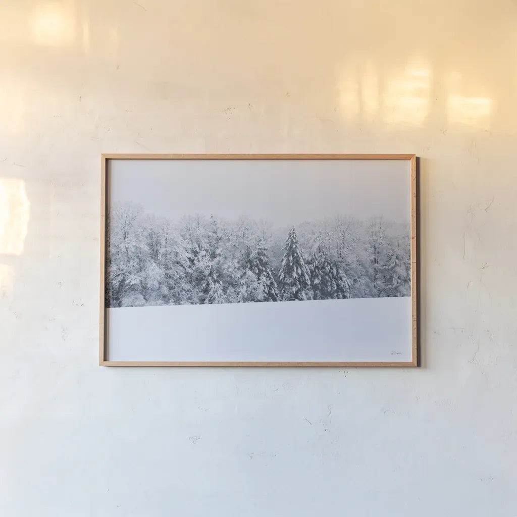 Snowshoe Hill by Sue Schlabach. shown as a paper print in a natural frame. Available as a archival giclee rolled canvas, fine art paper, or poster print. SKU 60937i.