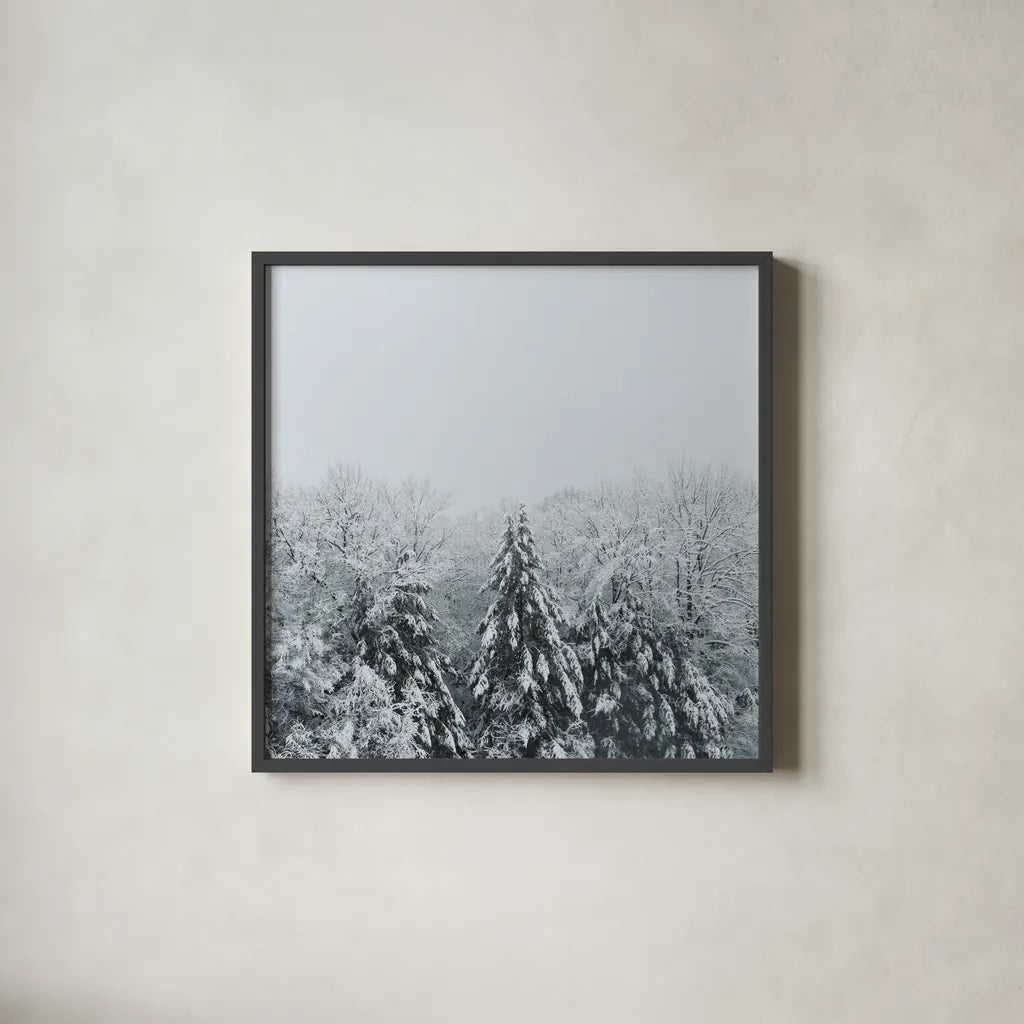Snowshoe Hill Deep Crop by Sue Schlabach. Shown in a sleek black glass frame for a contemporary gallery look. Available as an archival giclee rolled canvas, fine art paper, or poster print. SKU 75781a.