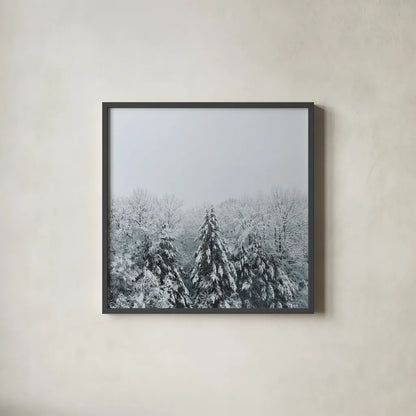 Snowshoe Hill Deep Crop by Sue Schlabach. Shown in a sleek black glass frame for a contemporary gallery look. Available as an archival giclee rolled canvas, fine art paper, or poster print. SKU 75781a.