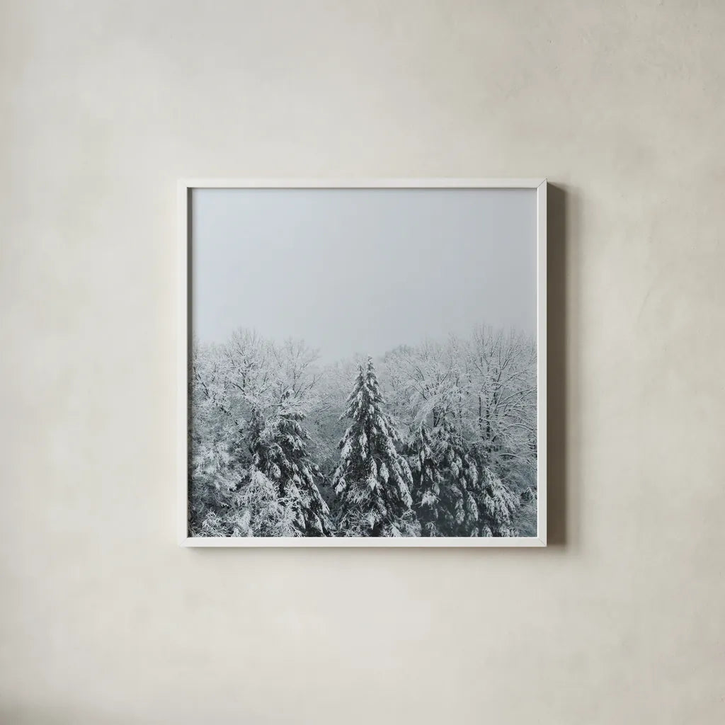 Snowshoe Hill Deep Crop by Sue Schlabach. Shown in a crisp white glass frame for a clean and minimalist style. Available as an archival giclee rolled canvas, fine art paper, or poster print. SKU 75781a.