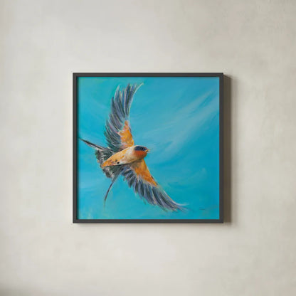 Soaring by Sue Schlabach. Shown in a sleek black glass frame for a contemporary gallery look. Available as an archival giclee rolled canvas, fine art paper, or poster print. SKU 88564a.