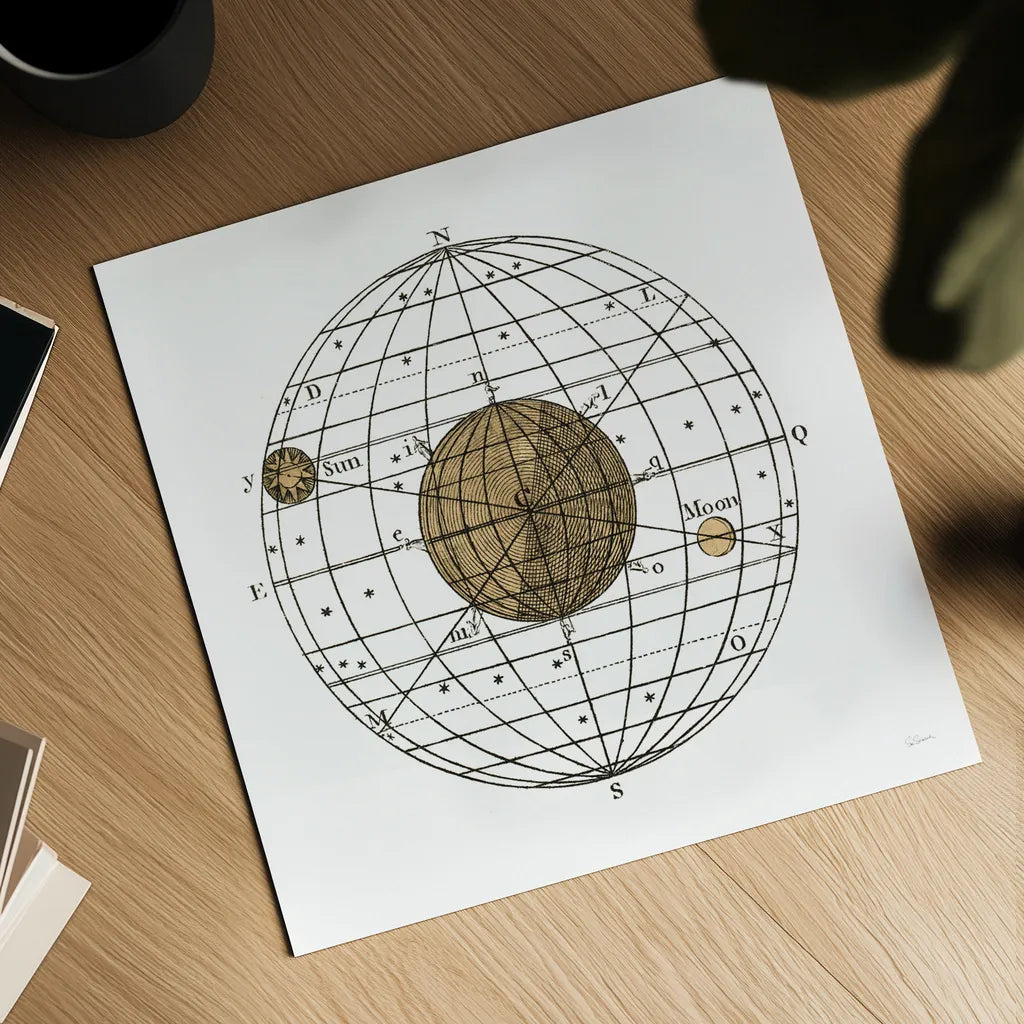 Solar Globe I by Sue Schlabach. Shown as a detailed flat fine art print, highlighting archival giclee quality. Available as an archival giclee rolled canvas, fine art paper, or poster print. SKU 64622a.