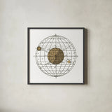 Solar Globe I by Sue Schlabach. Shown in a sleek black glass frame for a contemporary gallery look. Available as an archival giclee rolled canvas, fine art paper, or poster print. SKU 64622a.