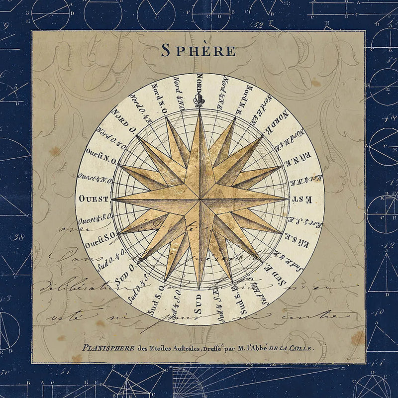 Sphere Compass Blue by Sue Schlabach. SKU 14542a. Archival Giclee Fine art print for wall decor.