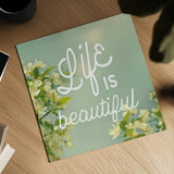 Spring Beauty I Square by Sue Schlabach. Shown as a detailed flat fine art print, highlighting archival giclee quality. Available as an archival giclee rolled canvas, fine art paper, or poster print. SKU 21684a.