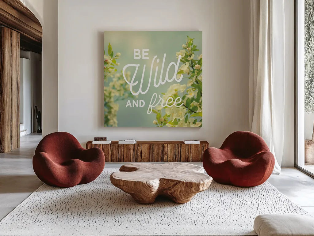 Spring Beauty II Square by Sue Schlabach. Shown as extra-large giant wall art in a modern living room. Available as an archival giclee rolled canvas, fine art paper, or poster print. SKU 21685a.