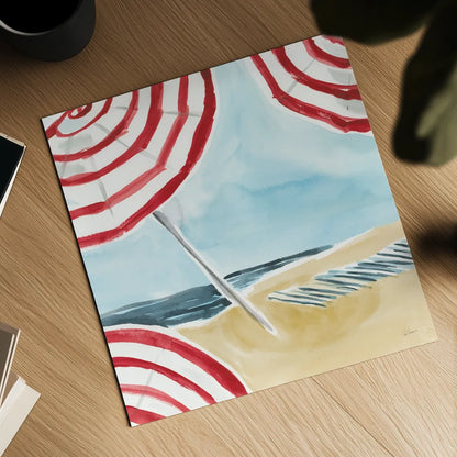 Stripes on the Beach I by Sue Schlabach. Shown as a detailed flat fine art print, highlighting archival giclee quality. Available as an archival giclee rolled canvas, fine art paper, or poster print. SKU 59240a.
