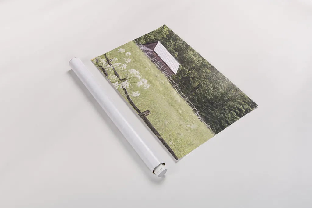 Summer Farm I by Sue Schlabach. shown as a rolled paper print. Available as archival giclee rolled canvas, fine art paper, or poster print. SKU 79100i.