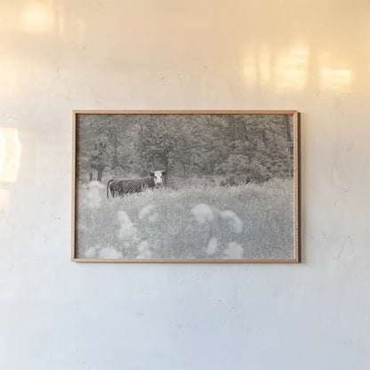 Summer Farm II BW by Sue Schlabach. shown as a paper print in a natural frame. Available as a archival giclee rolled canvas, fine art paper, or poster print. SKU 79104i.