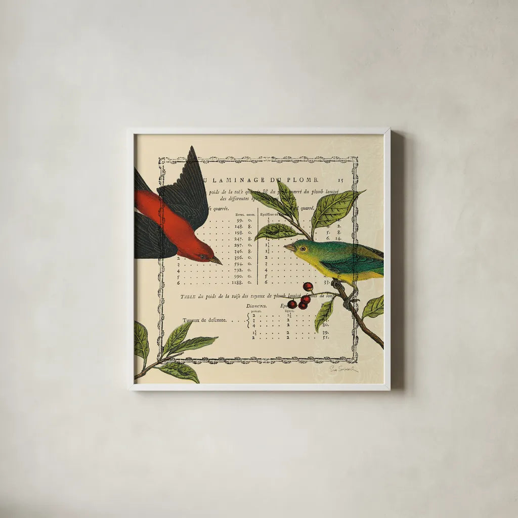 Summer Pages I by Sue Schlabach. Shown in a crisp white glass frame for a clean and minimalist style. Available as an archival giclee rolled canvas, fine art paper, or poster print. SKU 5902a.