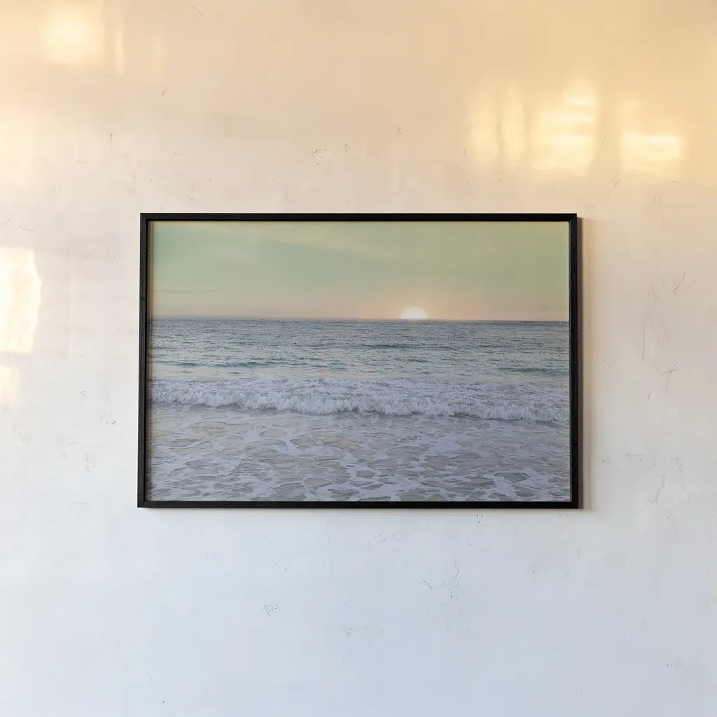 Sunrise by Sue Schlabach. shown as a paper print in a black flame. Available as a archival giclee rolled canvas, fine art paper, or poster print. SKU 18851i.