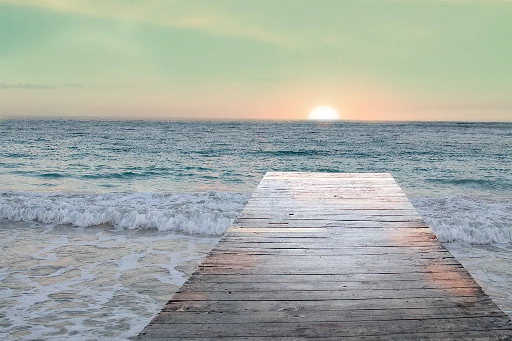 Sunrise Dock by Sue Schlabach. SKU 18852i. Archival Giclee Fine art print for wall decor.