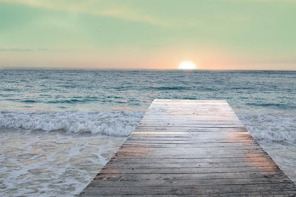 Sunrise Dock by Sue Schlabach. SKU 18852i. Archival Giclee Fine art print for wall decor.