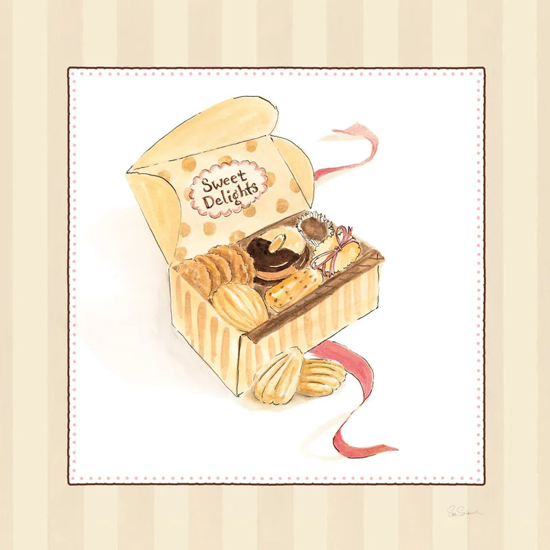Sweet Delights on Stripes by Sue Schlabach. SKU 100844a. Archival Giclee Fine art print for wall decor.