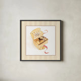 Sweet Delights on Stripes by Sue Schlabach. Shown in a sleek black glass frame for a contemporary gallery look. Available as an archival giclee rolled canvas, fine art paper, or poster print. SKU 100844a.
