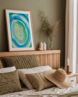 Terrain Gilded II by Sue Schlabach. shown as a paper print in a natural frame. Available as a archival giclee rolled canvas, fine art paper, or poster print. SKU 28254h.