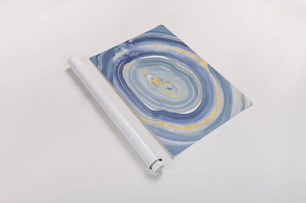 Terrain Gilded II Navy by Sue Schlabach. shown as a rolled paper print. Available as archival giclee rolled canvas, fine art paper, or poster print. SKU 69196h.