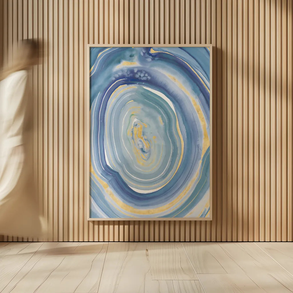 Terrain Gilded II Navy by Sue Schlabach. shown as over sized large wall art. Available as an archival giclee rolled canvas, fine art paper, or poster print. SKU 69196h.