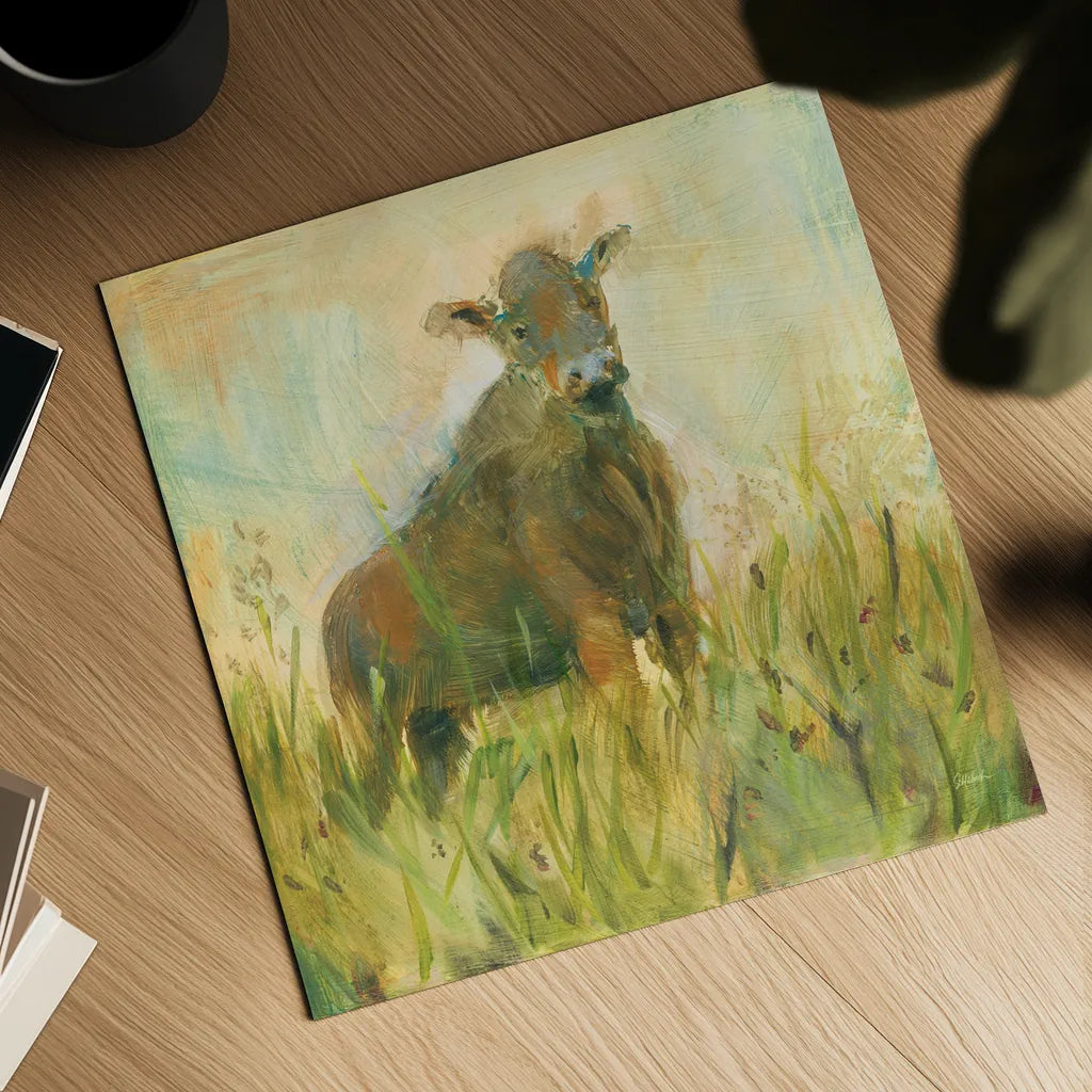 The Grazer by Sue Schlabach. Shown as a detailed flat fine art print, highlighting archival giclee quality. Available as an archival giclee rolled canvas, fine art paper, or poster print. SKU 38106a.