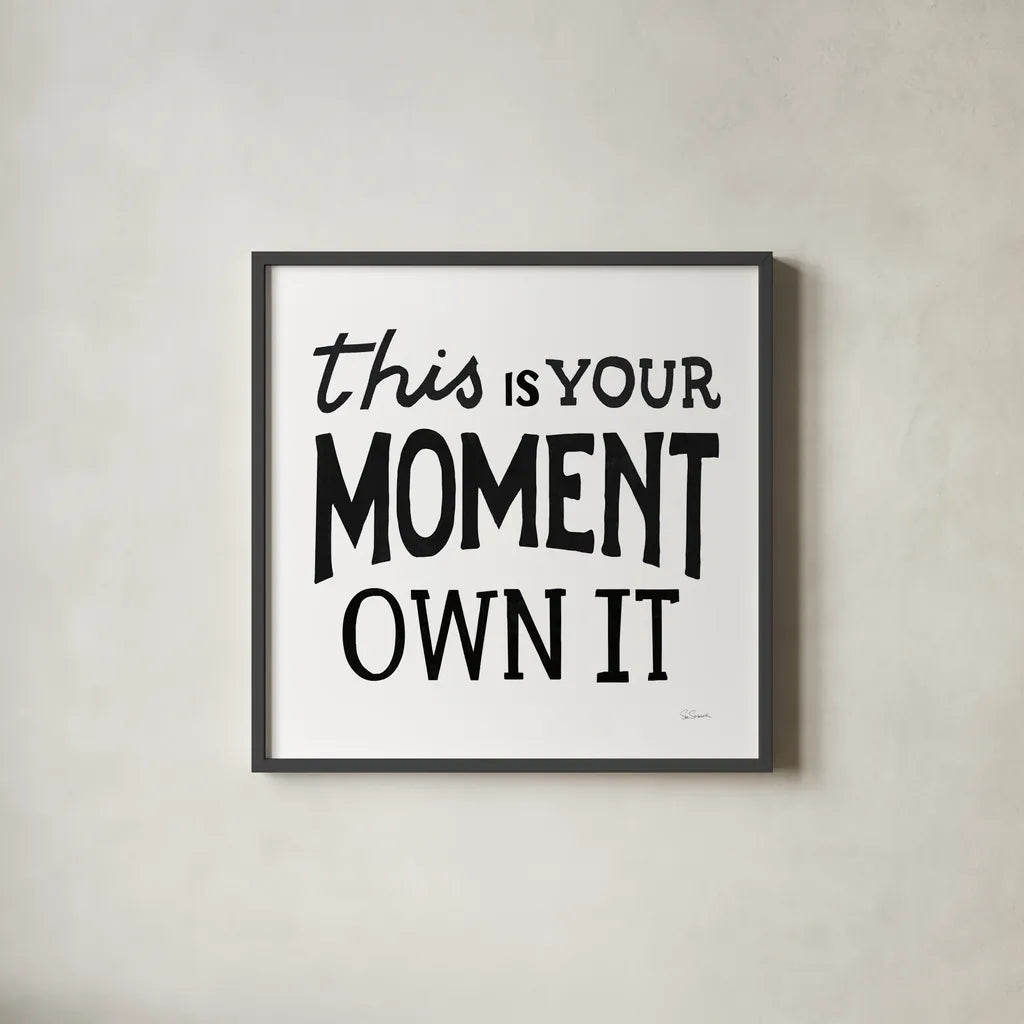 This Moment Black by Sue Schlabach. Shown in a sleek black glass frame for a contemporary gallery look. Available as an archival giclee rolled canvas, fine art paper, or poster print. SKU 68878a.