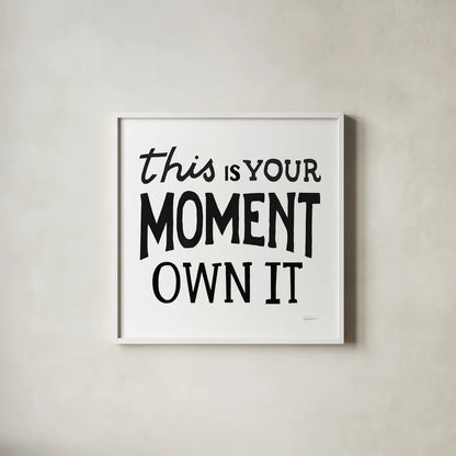 This Moment Black by Sue Schlabach. Shown in a crisp white glass frame for a clean and minimalist style. Available as an archival giclee rolled canvas, fine art paper, or poster print. SKU 68878a.