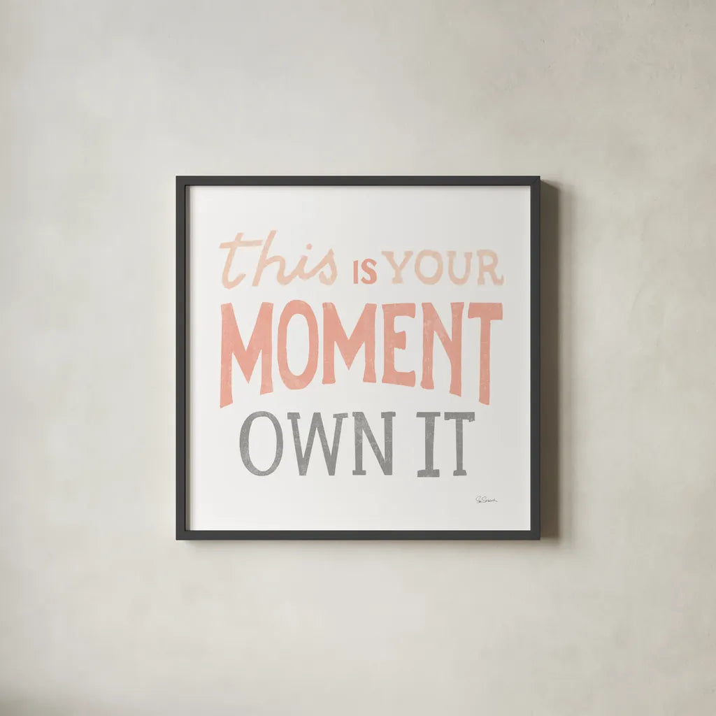 This Moment Pink by Sue Schlabach. Shown in a sleek black glass frame for a contemporary gallery look. Available as an archival giclee rolled canvas, fine art paper, or poster print. SKU 66721a.