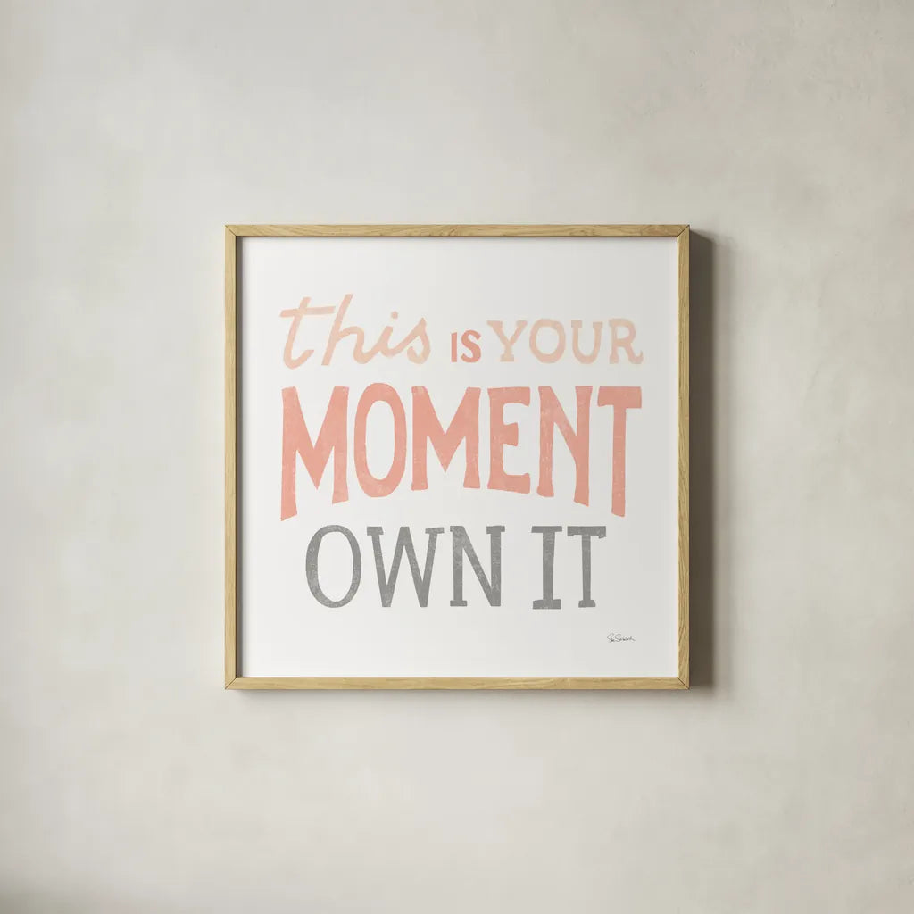 This Moment Pink by Sue Schlabach. Shown in a natural wood glass frame for a timeless modern aesthetic. Available as an archival giclee rolled canvas, fine art paper, or poster print. SKU 66721a.