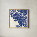 Toile Roses V by Sue Schlabach. Shown in a natural wood glass frame for a timeless modern aesthetic. Available as an archival giclee rolled canvas, fine art paper, or poster print. SKU 31609a.