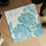 Toile Roses V Teal Cherish by Sue Schlabach. Shown as a detailed flat fine art print, highlighting archival giclee quality. Available as an archival giclee rolled canvas, fine art paper, or poster print. SKU 42443a.