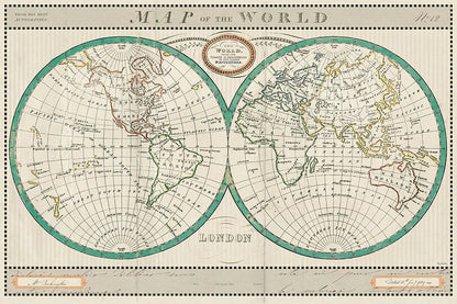 Torkingtons World Map Ivory by Sue Schlabach. SKU 32376i. Archival Giclee Fine art print for wall decor.