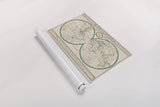Torkingtons World Map Ivory by Sue Schlabach. shown as a rolled paper print. Available as archival giclee rolled canvas, fine art paper, or poster print. SKU 32376i.