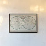 Torkingtons World Map Ivory by Sue Schlabach. shown as a paper print in a black flame. Available as a archival giclee rolled canvas, fine art paper, or poster print. SKU 32376i.