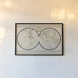 Torkingtons World Map with Indigo by Sue Schlabach. shown as a paper print in a black flame. Available as a archival giclee rolled canvas, fine art paper, or poster print. SKU 44845i.