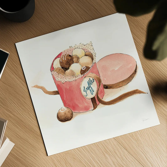 Truffles by Sue Schlabach. Shown as a detailed flat fine art print, highlighting archival giclee quality. Available as an archival giclee rolled canvas, fine art paper, or poster print. SKU 100842a.