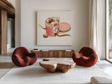 Truffles by Sue Schlabach. Shown as extra-large giant wall art in a modern living room. Available as an archival giclee rolled canvas, fine art paper, or poster print. SKU 100842a.