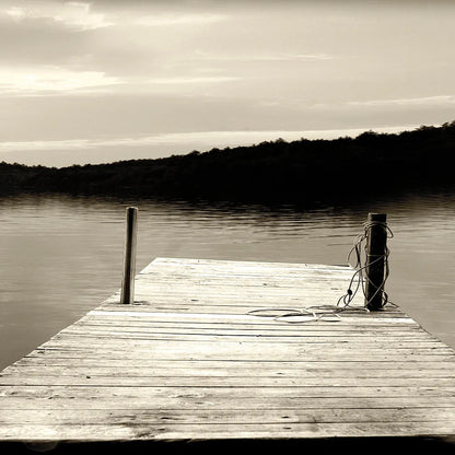Twilight Dock III Sepia by Sue Schlabach. SKU 11292a. Archival Giclee Fine art print for wall decor.