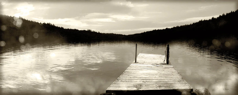 Twilight Dock Sepia Crop by Sue Schlabach
